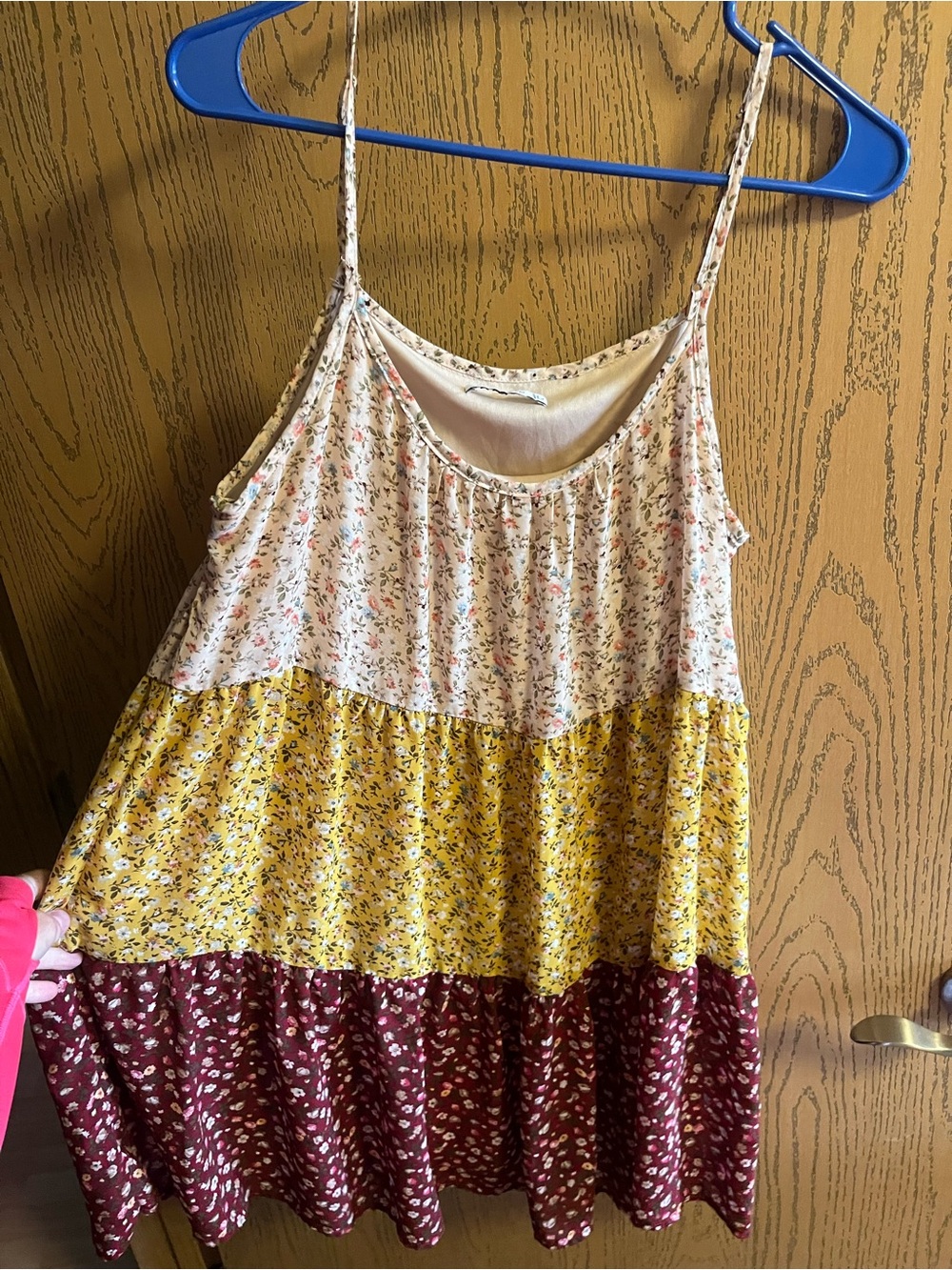 Staccato Floral Tiered Mini Dress in Cream, Yellow & Burgundy